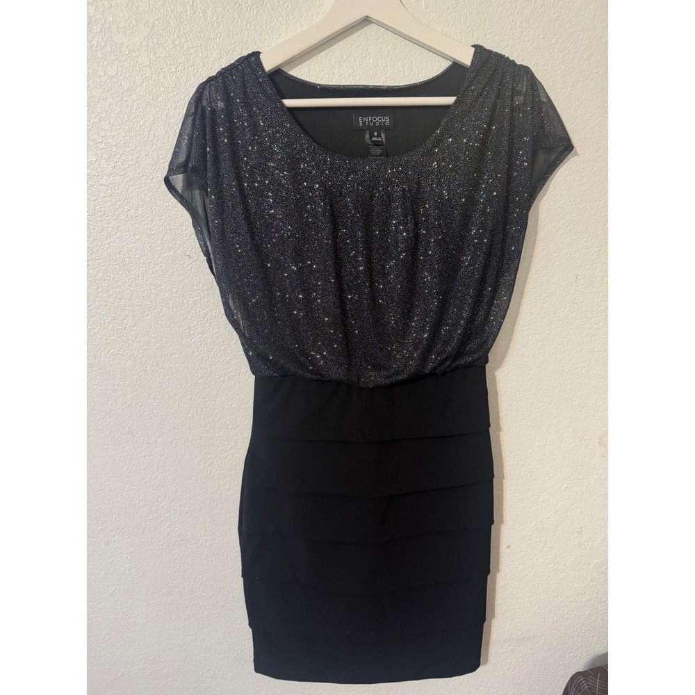 Enfocus Studio Dress -‎ Sparkly Top, Tiered Skirt, Party, Cocktail, Size 8